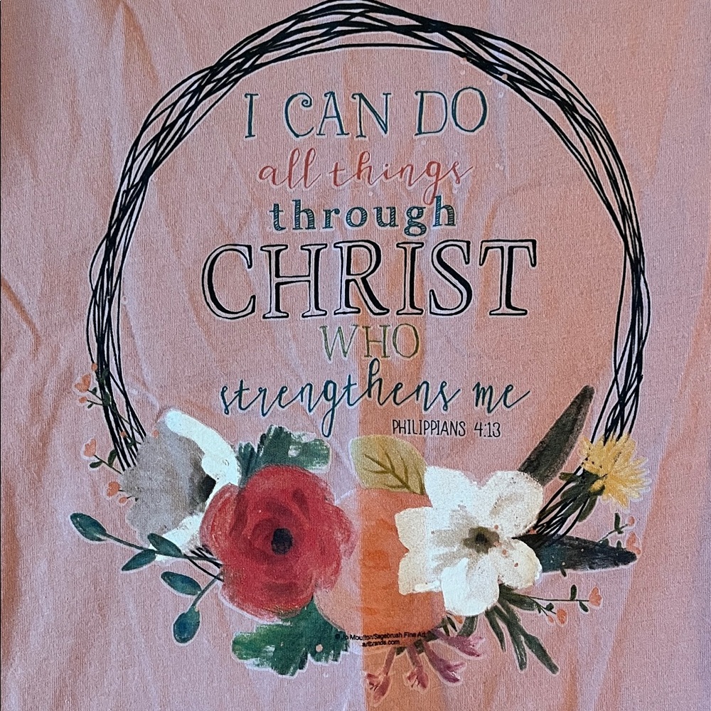 Next Level Apparel Peach Graphic V-Neck T-Shirt - Picture 4 of 5